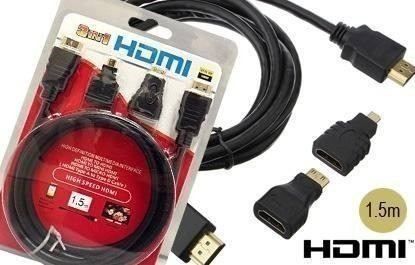 CABO HDMI DE ALTA VELOCIDADE COM 2 CONECTORES - HDMI - MINI HDMI E MICRO HDMI